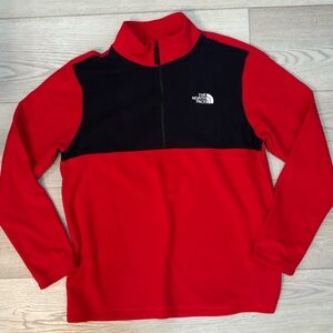 The North Face Red and Black Half-Zip Fleece